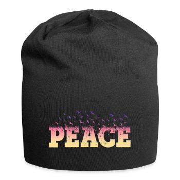 Peace Frieden Schrift Bunt Vögel Gegen Krieg - Jersey-Beanie - Schwarz - Vorne