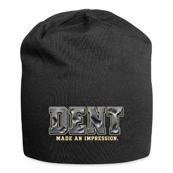DENT – Hinterlass einen Eindruck | Metallisches Wortspiel - Jersey-Beanie - Schwarz - Vorne