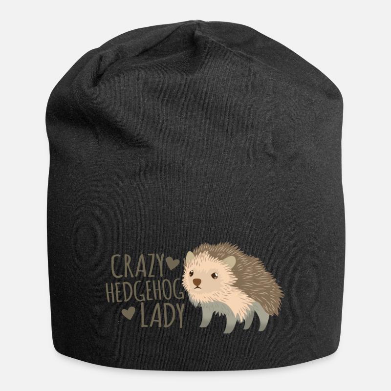 crazy hedgehog lady - Jersey Beanie - black