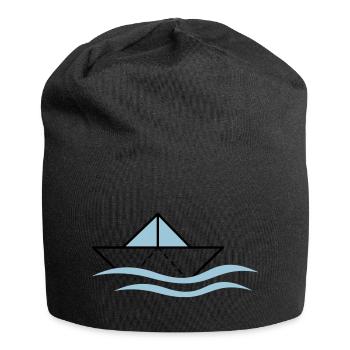 Papierschiffchen auf Wellen - Jersey-Beanie - Schwarz - Vorne