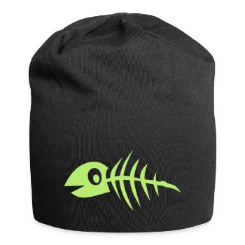 fish fish bone ridge fischgrate1 - Jersey Beanie - black - Front