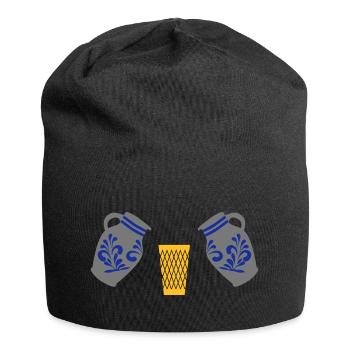 Geripptes mit Bembel - Jersey-Beanie - Schwarz - Vorne