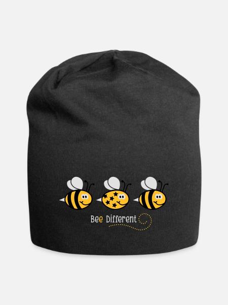 Be different - be yourself - Biene - Bee - 3C - Jersey-Beanie - Schwarz