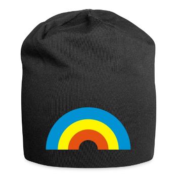 Regenbogen - Jersey-Beanie - Schwarz - Vorne