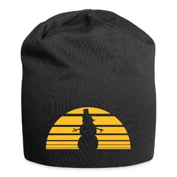 stripes snowman sun warm summer hot melt - Jersey Beanie - black - Front