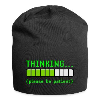 Denken bitte geduldig sein Lustiger Laden-Aussenseiter - Jersey-Beanie - Schwarz - Vorne