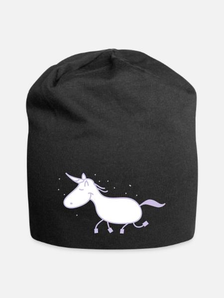 Einhorn - Jersey-Beanie - Schwarz