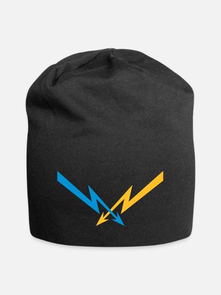 2 blitze muster elektrisch strom energie starkstro - Jersey-Beanie - Schwarz
