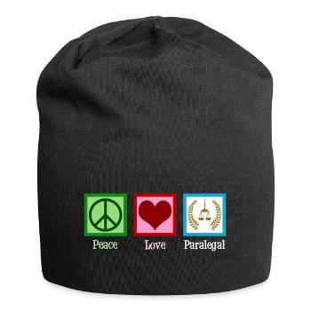 Peace Love Paralegal - Jersey-Beanie - Schwarz - Vorne