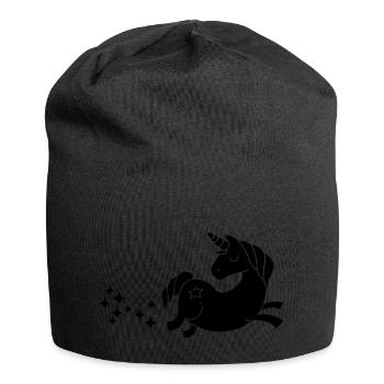 unicorn - Einhorn Sternenstaub - Jersey-Beanie - Schwarz - Vorne