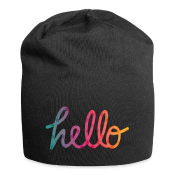 Hello Typografie Regenbogen - Jersey-Beanie - Schwarz - Vorne
