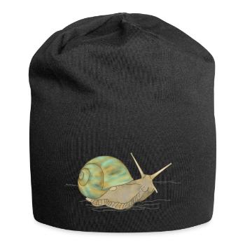 Schnecke, Weinbergschnecke - Jersey-Beanie - Schwarz - Vorne