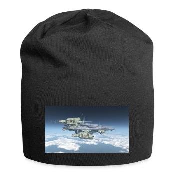 A huge spaceship above the clouds - Jersey Beanie - black - Front