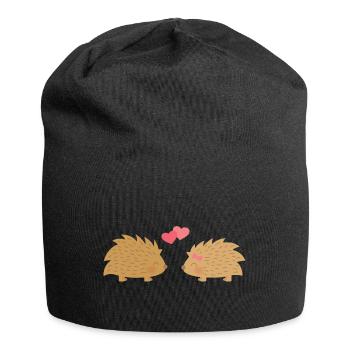 Nette Igel in der Liebe - Jersey-Beanie - Schwarz - Vorne