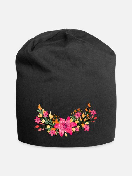 Blume - Jersey-Beanie - Schwarz
