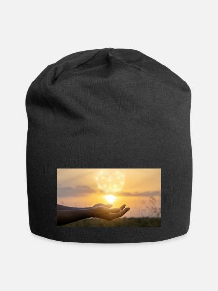 Habe Sonne im Herzen - Jersey-Beanie - Schwarz