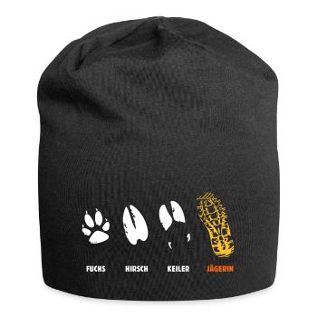 Fox, deer, wedge, huntress, foot seal, trail - Jersey Beanie - black - Front