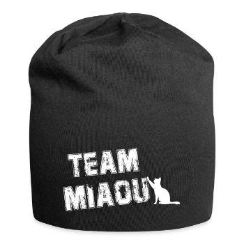 Team miau Katzenhumor - Jersey-Beanie - Schwarz - Vorne