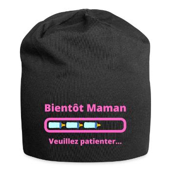 Bientôt Maman veuillez patienter - future Maman - Bonnet en jersey - noir - Devant