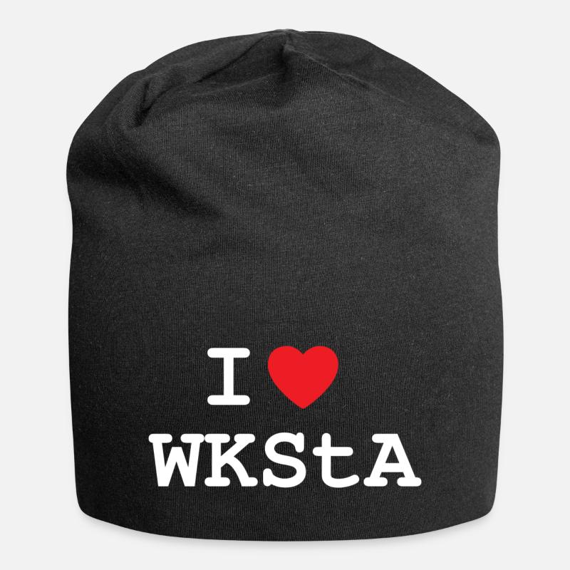 J’ADORE WKSTA T-Shirt Design en Blanc - Bonnet en jersey - noir