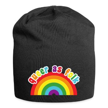 Queer as Folk - cute rainbow pride colors - Jersey Beanie - black - Front