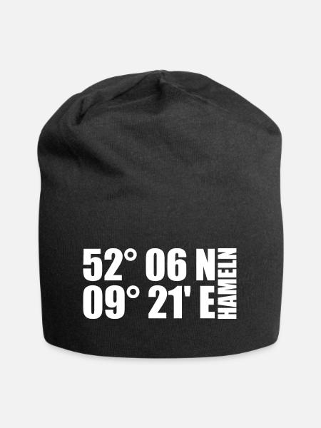 Hameln Koordinaten - Jersey-Beanie - Schwarz