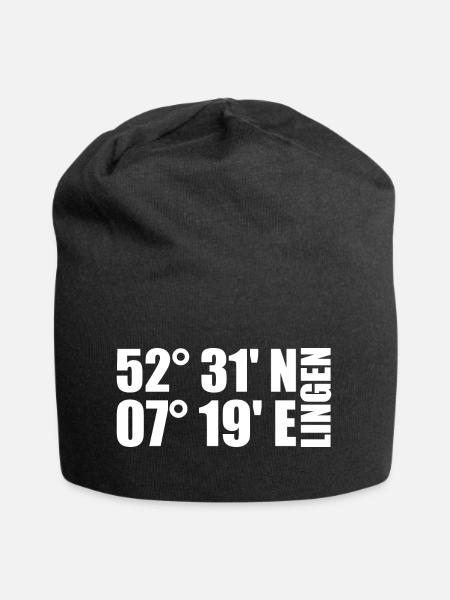 Lingen Koordinaten - Jersey-Beanie - Schwarz