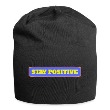 Bleib Positiv - Jersey-Beanie - Schwarz - Vorne