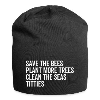 Rettet die Bienen Pflanzen Sie mehr Bäume, die die Meere reinigen - Jersey-Beanie - Schwarz - Vorne