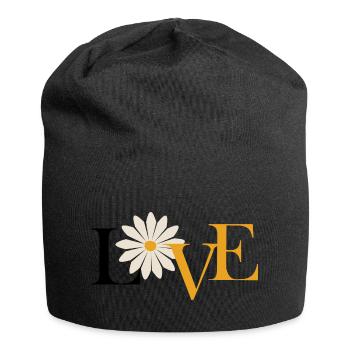 Love-Liebe Blume - Jersey-Beanie - Schwarz - Vorne