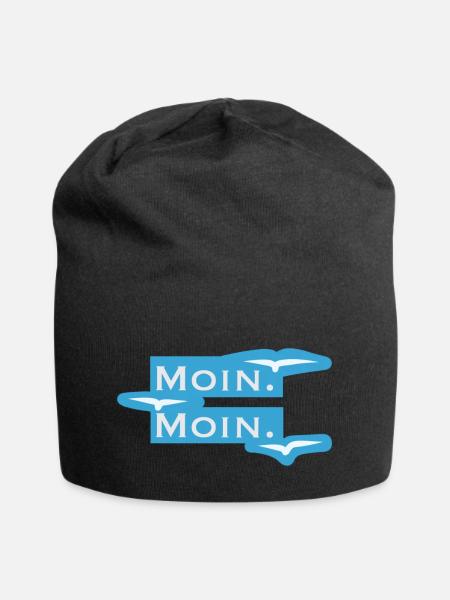 Moin I Norddeutsche Begrüßung - Jersey-Beanie - Schwarz