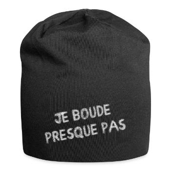 Je boude presque pas - tshirt drôle à message - Bonnet en jersey - noir - Devant
