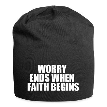 Die Sorge endet, wenn der Glaube beginnt - Jersey-Beanie - Schwarz - Vorne
