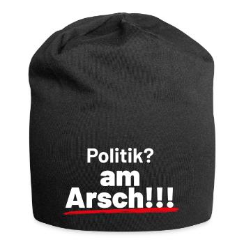 Politik am Arsch weiss - Jersey-Beanie - Schwarz - Vorne