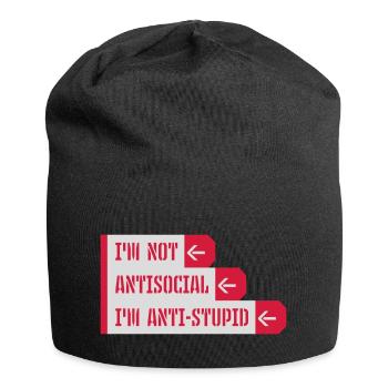 not antisocial anti stupid - Jersey Beanie - black - Front