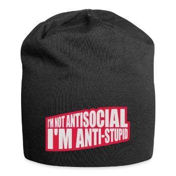 not antisocial anti stupid - Jersey Beanie - black - Front