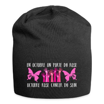 Octobre rose solidarité cancer du sein cadeau - Bonnet en jersey - noir - Devant