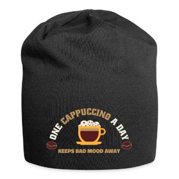 Amateur de cappuccino - Un cappuccino par jour - Bonnet en jersey - noir - Devant