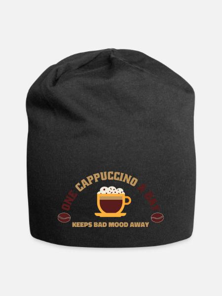 Amateur de cappuccino - Un cappuccino par jour - Bonnet en jersey - noir