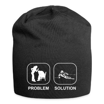 Skiers Christmas Skiing Ski Winter Spur - Jersey Beanie - black - Front
