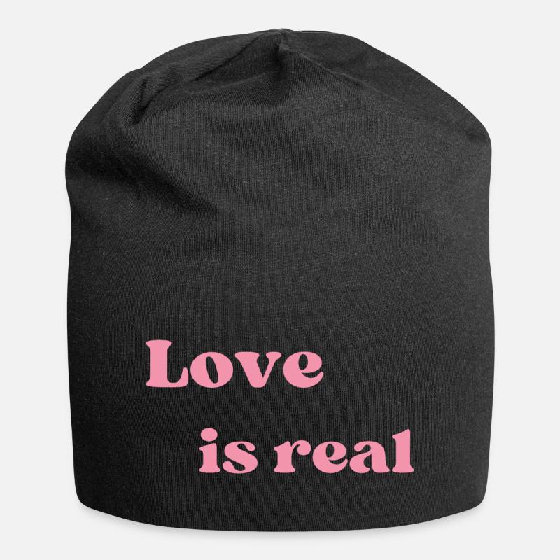 Liebe ist echt - Jersey-Beanie - Schwarz