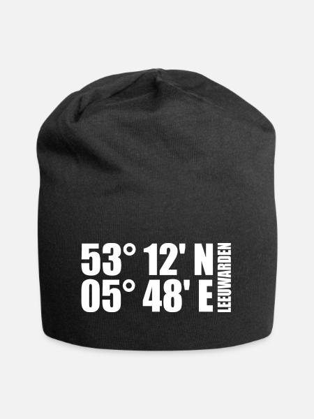 Leeuwarden Koordinaten - Jersey-Beanie - Schwarz