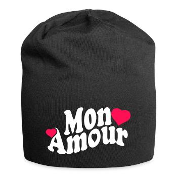 Mon amour, saint valentin, - Bonnet en jersey - noir - Devant