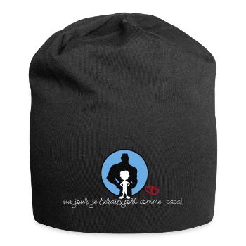 un jour je serais fort comme papa - Bonnet en jersey - noir - Devant