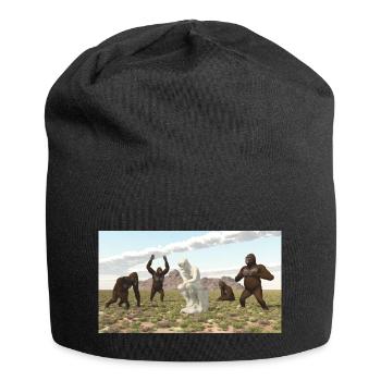 Gorillas with Thinker Sculpture - Jersey Beanie - black - Front