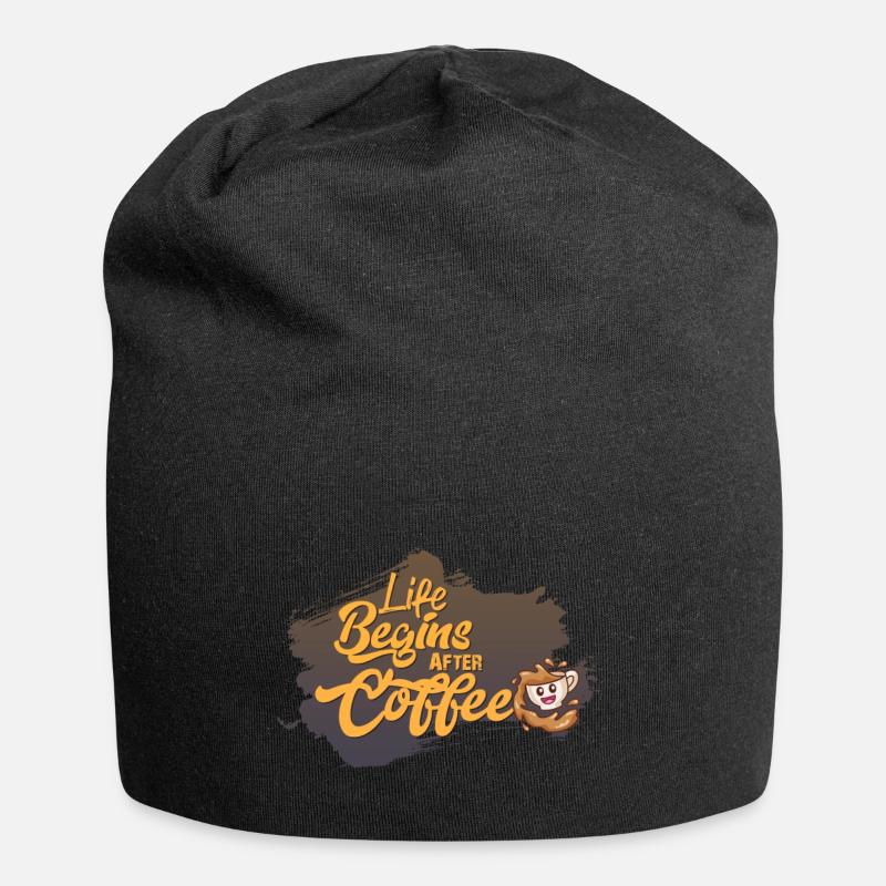 Life begins after Coffee, Coffee, Kaffee Design - Jersey-Beanie - Schwarz