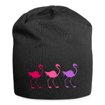 Three colorful flamingos - Jersey Beanie - black - Front