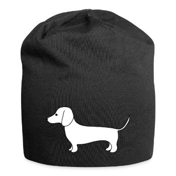Mignon teckel au trait fin sur blanc - Bonnet en jersey - noir - Devant