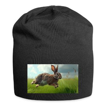 Jumping Rabbit - Jersey Beanie - black - Front