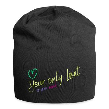 Motivation - ohne Grenzen / keine Limits - Jersey-Beanie - Schwarz - Vorne